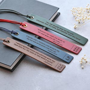 Personalised Leather Bookmark, Custom Leather Bookmark, Custom Quote Bookmark, Gift for Him Her, Personalised Gift for Reader Book Lover