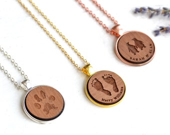 Paw Print Necklace, Actual Paw Print, Pet Memorial Jewelry, Cat or Dog Paw Print, Baby Footprint, Childs Handprint Necklace, New Mum Gift