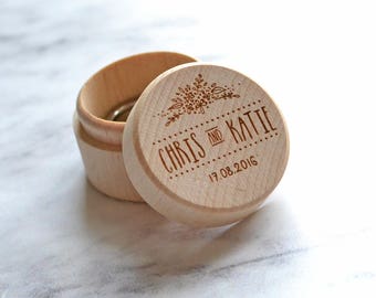 Wedding Ring Box Wooden Ring Box - Personalised Ring Box - Custom Engraved Engagement Wedding Gift - Ring Box Rustic Couples Names Date