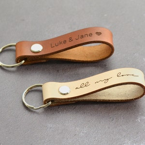 Leren handschriftsleutelhanger, echt handschriftcadeau, valentijnscadeau, handschriftsleutelhanger, aangepaste handtekeningsleutelhanger gepersonaliseerde sleutelhanger