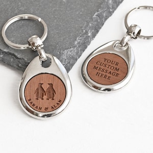 Personalised Penguin Keyring, Personalised Valentine's Day Birthday Gift for Girlfriend Boyfriend, Fifth Anniversary Gift Him or Her