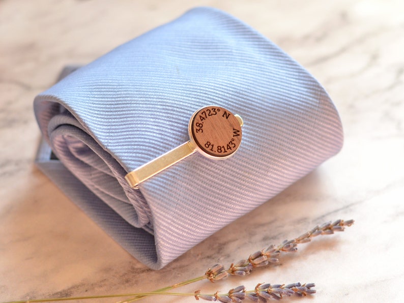 Coordinates Tie Clip Latitude Longitude Tie Bar Location Gift Personalised Tie Clip Gift For Groom Anniversary Tie Bar Tie Clip