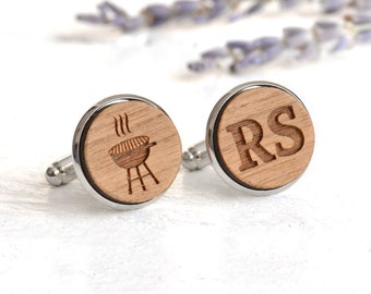 Fathers Day Gift Personalised Present for Dad, BBQ Novelty Cufflinks, Gift For Him Custom Gift for Dad - Choice of Custom Icons