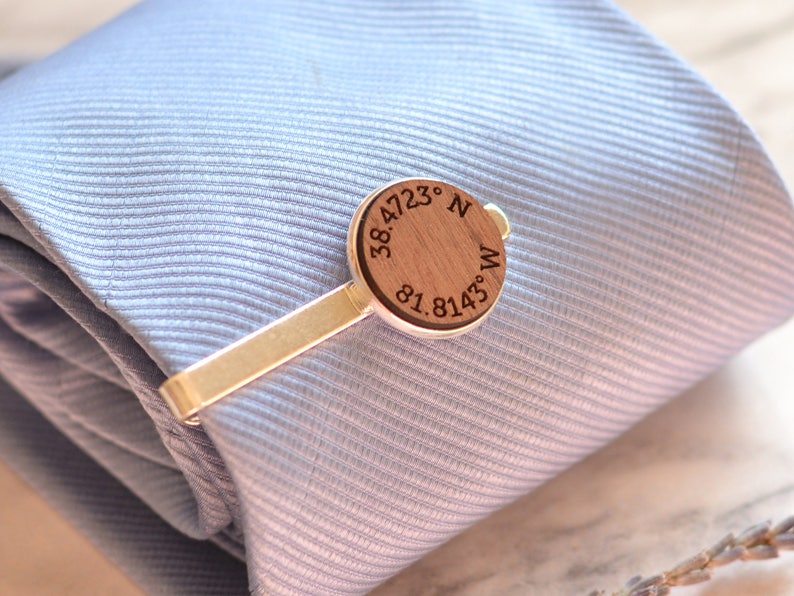 Coordinates Tie Clip Latitude Longitude Tie Bar Location Gift Personalised Tie Clip Gift For Groom Anniversary Tie Bar Tie Clip