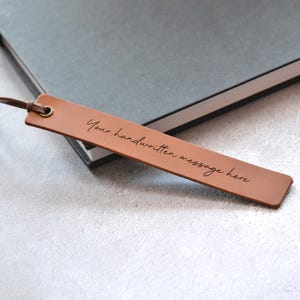 Actual Handwriting Bookmark, Custom Handwriting Gift, Leather Bookmark, Signature Memorial Keepsake