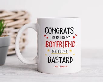 Congrats On Being My Boyfriend Mug, Funny Valentines Gift For Boyfriend Husband, Relationship Gifts, Boyfriend Mug, Novelty Mug