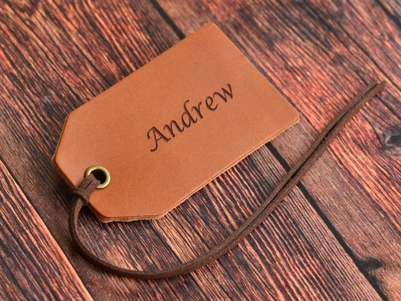 Custom Leather Luggage Tag, Personalised Leather Anniversary Gift, Personalised Gift for Him or Her, Wedding Gift, Travel Gift for Couple image 4