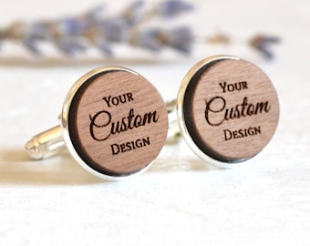 Custom Cufflinks, Personalised Cufflinks, Custom Logo Cufflinks, Your Own Design Image Cufflinks, Wooden Cufflinks, Wedding Icon Cufflinks