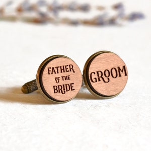 Personalised Groomsmen Cufflinks, Customised Wedding Cufflinks, Best Man Usher Father of the Bride Groom Cufflinks, Custom Wooden Cufflinks image 2