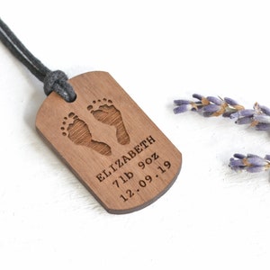 Halsband till babyfotavtryck, halsband till pappa, present till fars dag, present till nybliven pappa, present till nybliven mamma bild 1