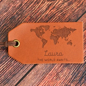 Personalised Leather Luggage Tag, Travel Holiday Gift, Leaving Gift, Birthday Gift for Daughter Sister Friend image 2