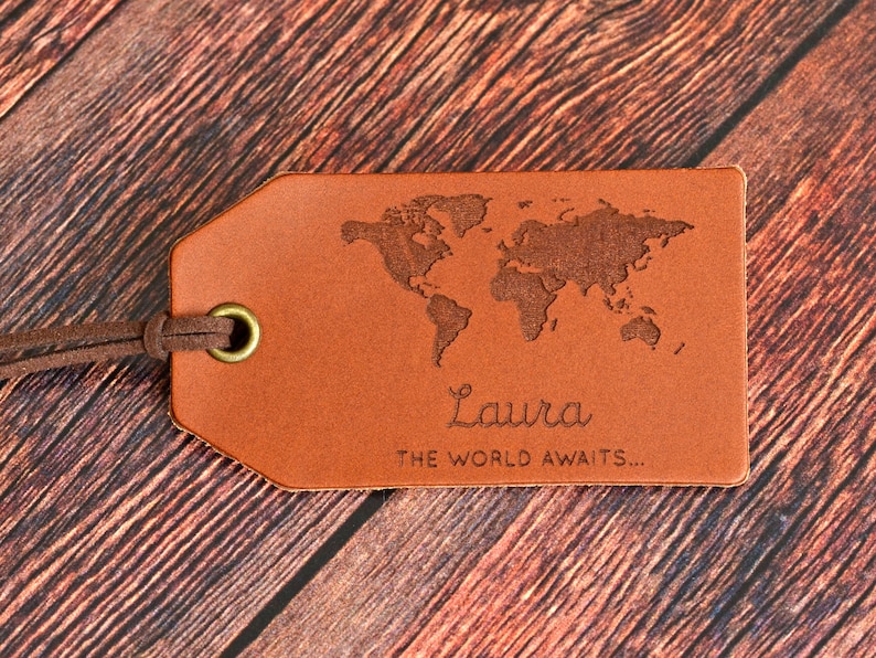 Personalised Leather Luggage Tag, Travel Holiday Gift, Leaving Gift, Birthday Gift for Daughter Sister Friend image 2