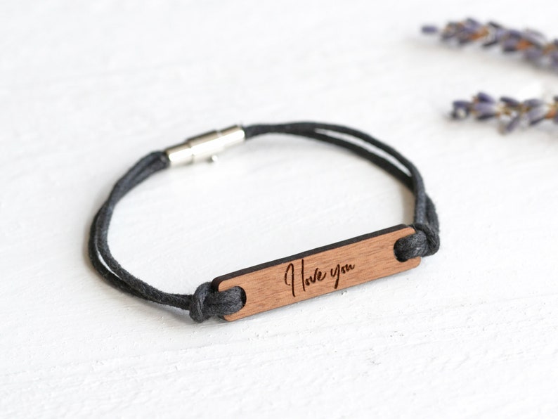 Handwriting Bracelet, Mens Bracelet, Handwriting Gift, Personalised Valentine's Gift For Him or Her, Signature Bracelet, Wood Bracelet image 2