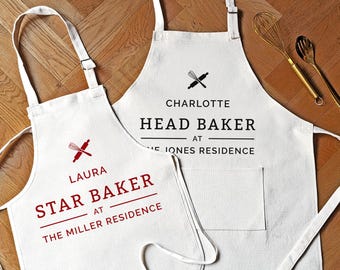 Personalised Head Baker Apron, Baking Gifts For Her or Him, Birthday Gift for Mum Grandma Nanny Wife, Custom Kitchen Apron, Baking Gift