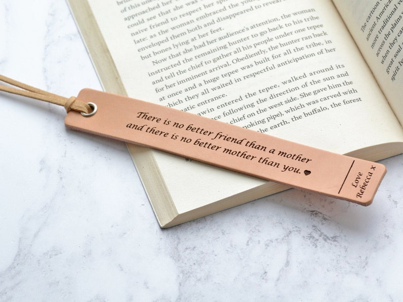 Personalised Gift Mum, Birthday Present for Mum, Reading Gift, Book Lover Gift, Personalised Leather Bookmark image 1