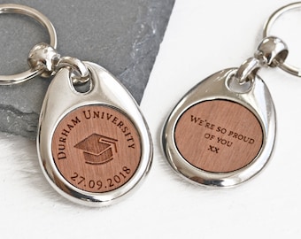 Graduation Keyring, Personalised Graduation Gift, Engraved Graduation Gifts, PhD University Gift, Masters College Grad Gift, Custom Keychain