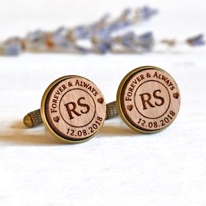 Wedding Cufflinks, Custom Cufflinks, Groom Cufflinks, Groom Gifts, Personalized, Engraved Cufflinks, Personalised Wood Cufflinks image 1