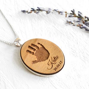 Baby Handprint Pendant Footprint Necklace - Childrens Hand Print Necklace Mothers Day Gift - Gift For Mum - Gift For New Mom Birth Date