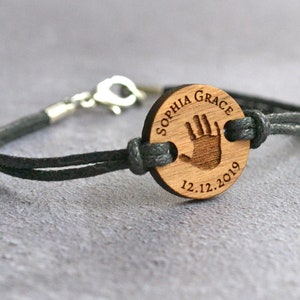 Handprint Bracelet, Baby Hand Print Bracelet, Father&#39;s Day Gift for New Dad, New Baby Keepsake