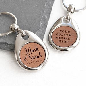 Personalised Couples Keyring, Engagement Gift, Custom Engraved Keychain, New Home Housewarming Gift, Birthday Gift for Boyfriend Girlfriend