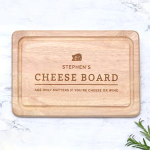 Personalised Cheeseboard Board with Name, Engraved Wood Chopping Board, Gifts for Cheese Lovers, Rustic Wood Serving Board Charcuterie Board