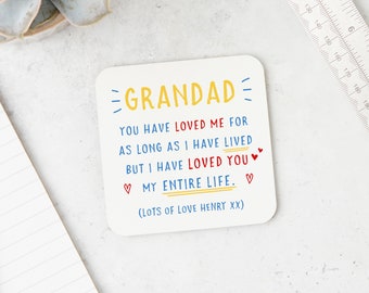 Posavasos personalizado para abuelos, regalo del Día del Padre para abuelos, regalo personalizado para abuelos.
