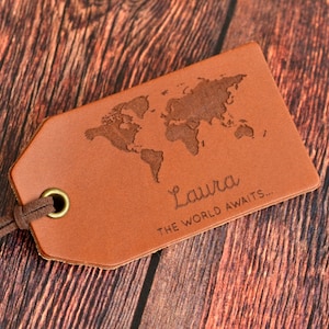 Personalised Leather Luggage Tag, Travel Holiday Gift, Leaving Gift, Birthday Gift for Daughter Sister Friend image 1