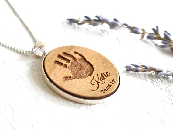 Baby Handprint Pendant Footprint Necklace Childrens Hand Print