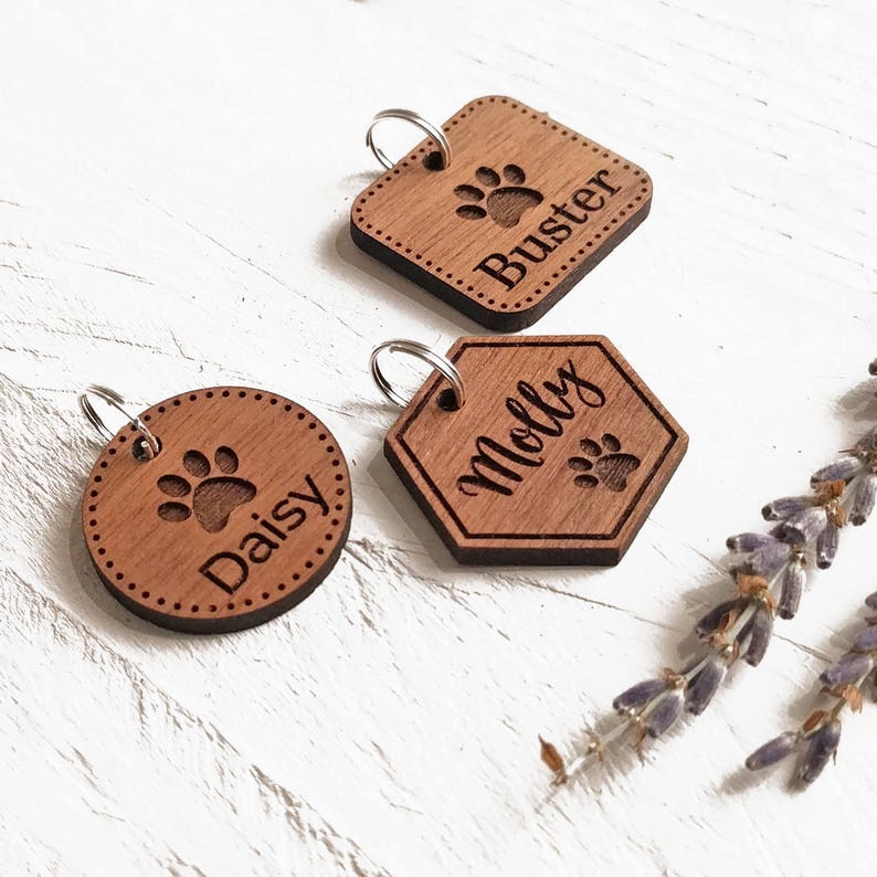 Personalised Pet Tag, Wood Pet Tags, Gift For Animal Lovers, Gifts For Pet Owners, Cat or Dog ID Tag, Custom Engraved Tag image 4