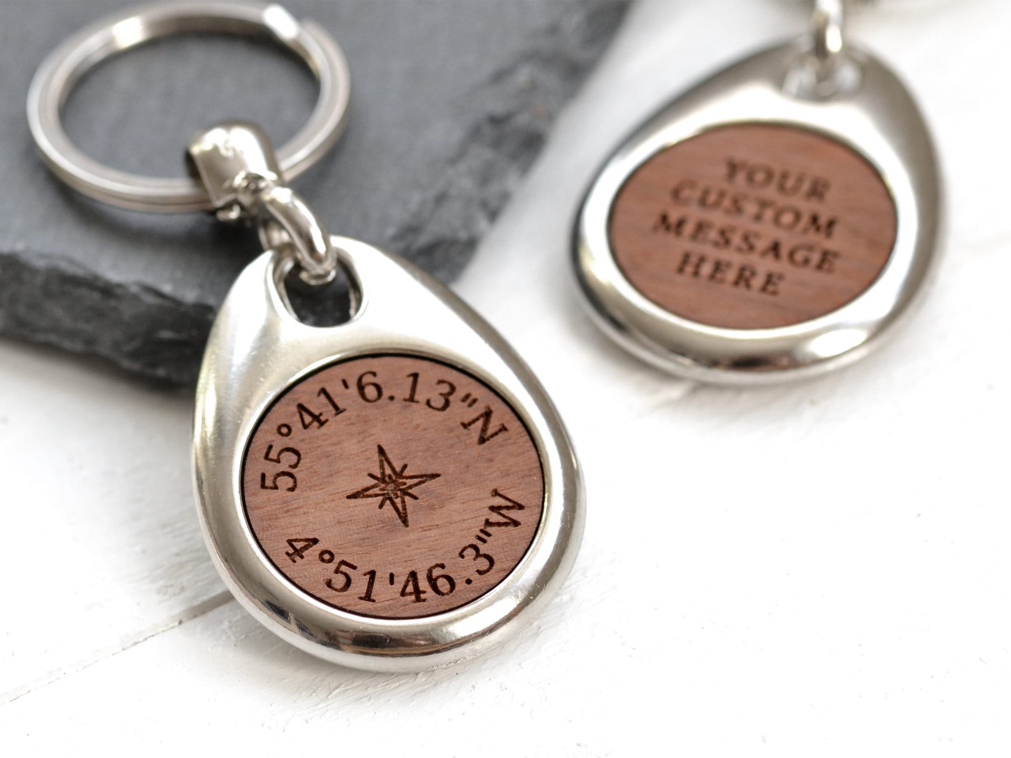 Anniversary Gift Keychain Custom Engraved Coordinates Keychain Aluminum Tag Special Occasion GPS Keychain with Compass Charm Anniversary Gift Keychain Custom Engraved Coordinates Keychain Aluminum Tag Special Occasion GPS Keychain with Compass Charm