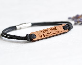 Pulsera para papá, regalo para papá primerizo, pulsera para mamá primeriza, regalo con nombre para bebé, regalo para papá o mamá primerizos, regalo para papá primerizo, pulsera de cordón para él y ella