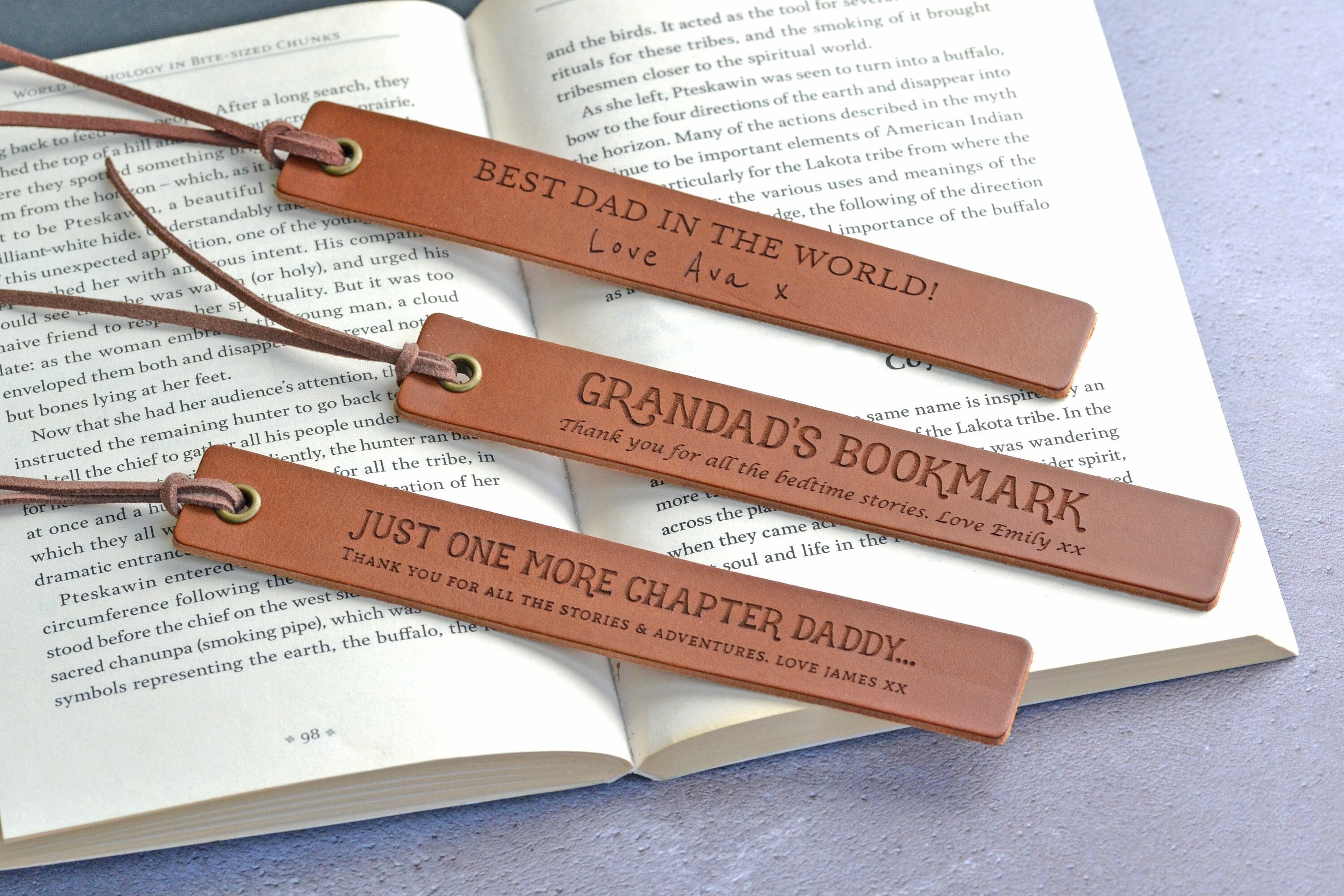 のん様★2019年MyBigBookOfWordsStickers Book Personalised Leather Bookmark, Father's Day Gift, Reading