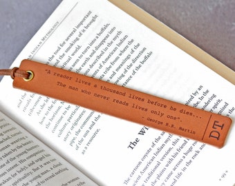 Personalised Bookmark, Custom Quote Bookmark, Father's Day Gift for Dad Grandad, Leather Bookmark, Reading Gift Dad