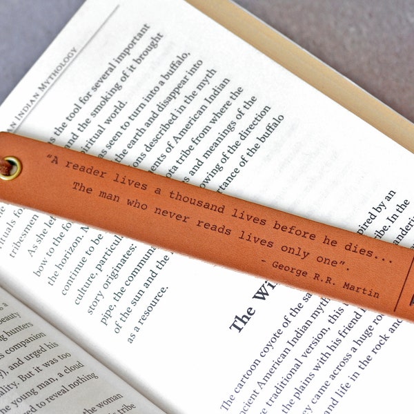 Personalised Bookmark, Custom Quote Bookmark, Father's Day Gift for Dad Grandad, Leather Bookmark, Reading Gift Dad