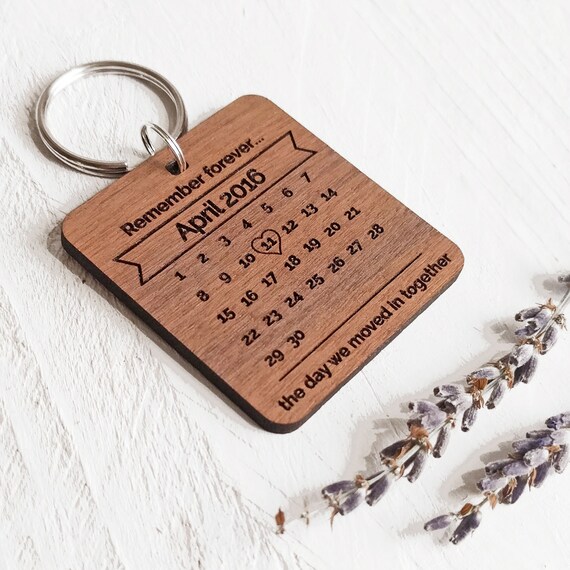 Personalised Laser Engraved Wooden Calendar Keyring