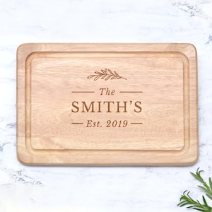 Personalised Family Name Chopping Board, Custom Wooden Cutting Board, Housewarming Gift, Kitchen Gift, Wedding Gift Idea, New Home Gift