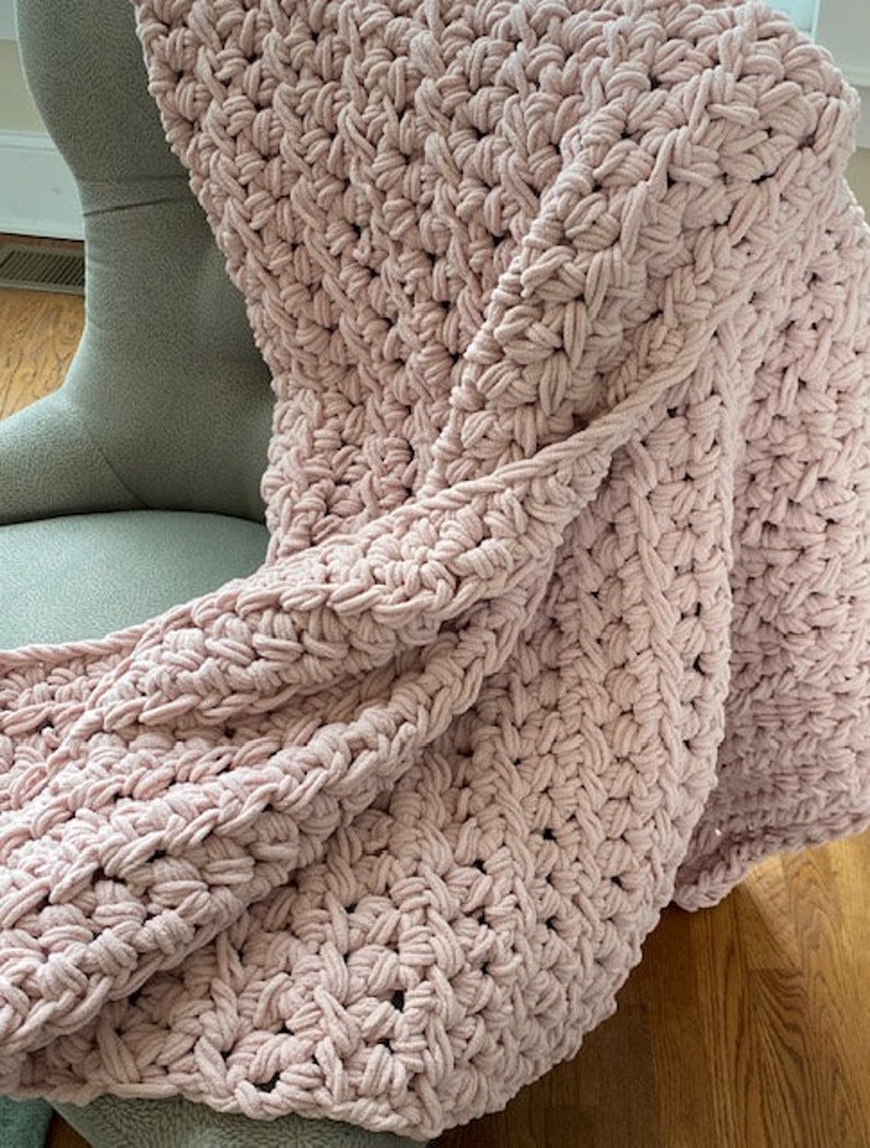 Chunky Knit Blanket with Chenille Yarn Etsy