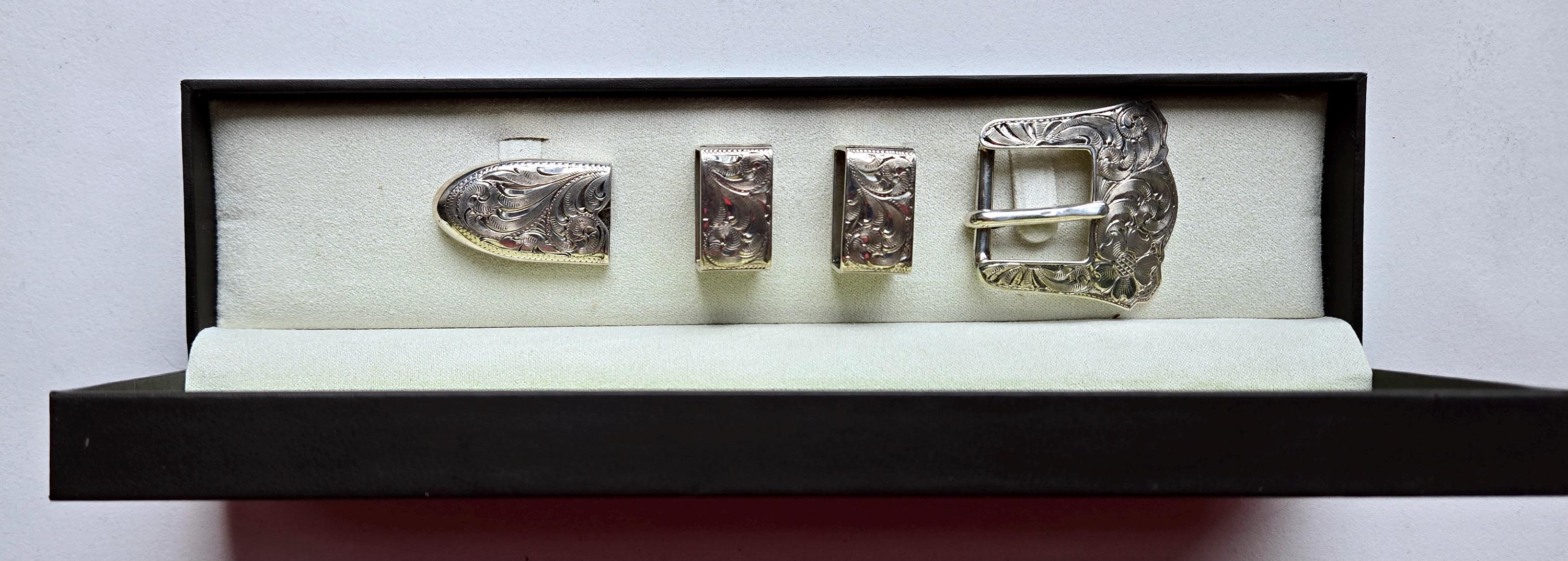Signed A. (Alan) Hykes Sterling Silver 3/4” Ranger Buckle, Hand Engraved NWOT Vtg Sterling 4pc Buckle Ranger Set ALAN SYKES - Etsy main image 3