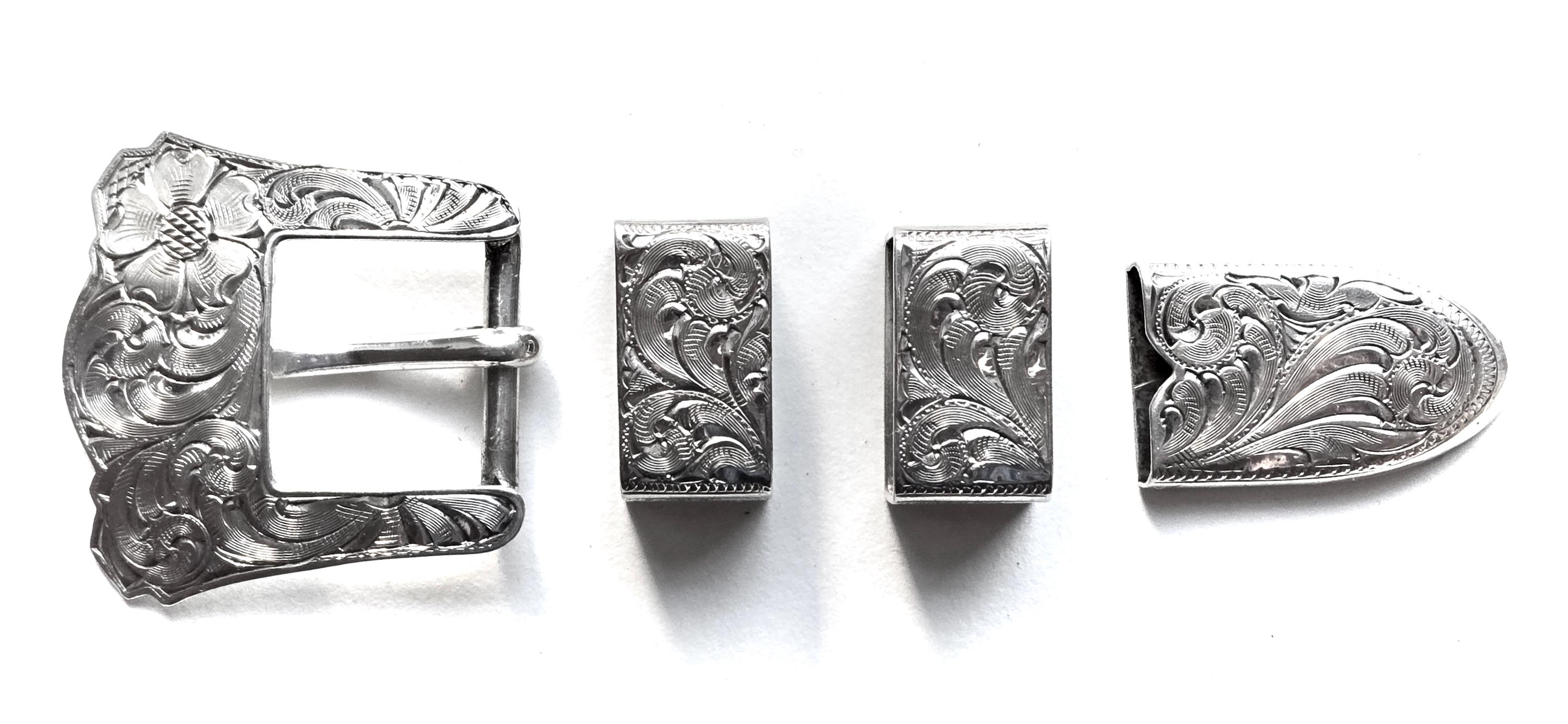 Lot De Boucles De Ceinture Western Vintage Alan Hykes En Argent Sterling – Ranger Jamais Portées