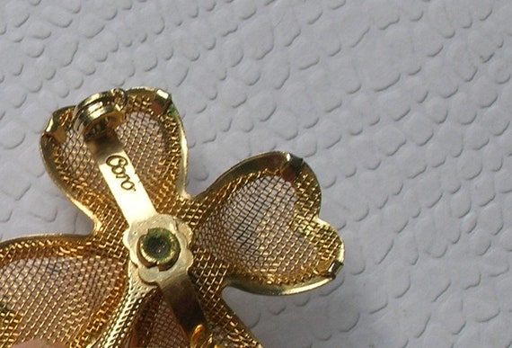 Vintage CORO 4 Leaf Clover Brooch Signed  - image 8