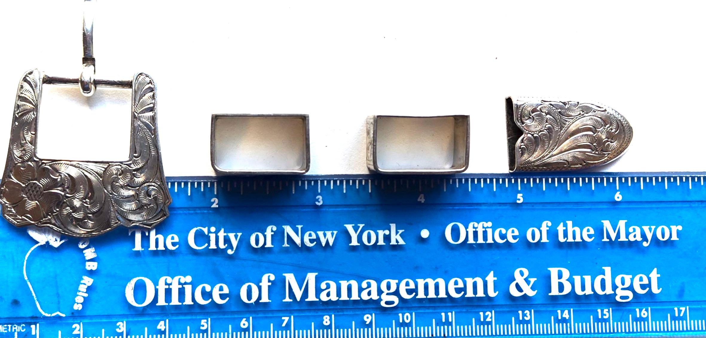 Signed A. (Alan) Hykes Sterling Silver 3/4” Ranger Buckle, Hand Engraved NWOT Vtg Sterling 4pc Buckle Ranger Set ALAN SYKES - Etsy main image 2
