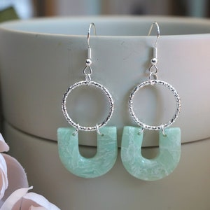 Fiona | GREEN FLUORITE COLLECTION | Gifts for Her | Handmade Lightweight Clay Earrings