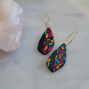 Mackenzie | Colorful Mosaic & Gold Collection | Handmade Lightweight Clay Earrings