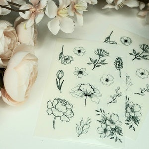 Black & White Flower Sticker Sheet - Planner or Journal Stickers ...