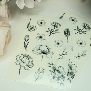 Black & White Flower Sticker Sheet - Planner or Journal Stickers ...