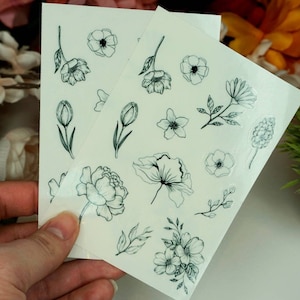 Black & White Flower Sticker Sheet - Planner or Journal Stickers ...