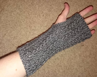 Hand Knitted Grey Hand Warmers