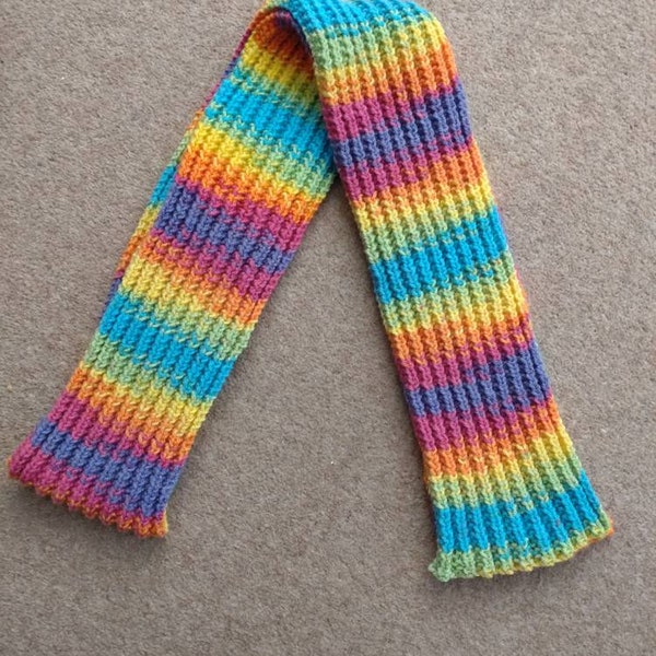 Hand Knitted Children's Scarf Rainbow