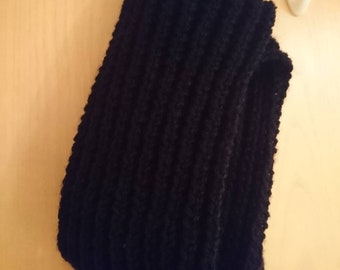 Hand Knitted Chunky Black Scarf