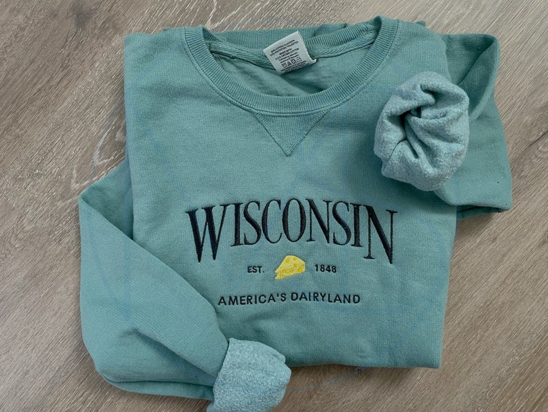 Embroidered Wisconsin America's Dairyland Vintage Dyed Etsy